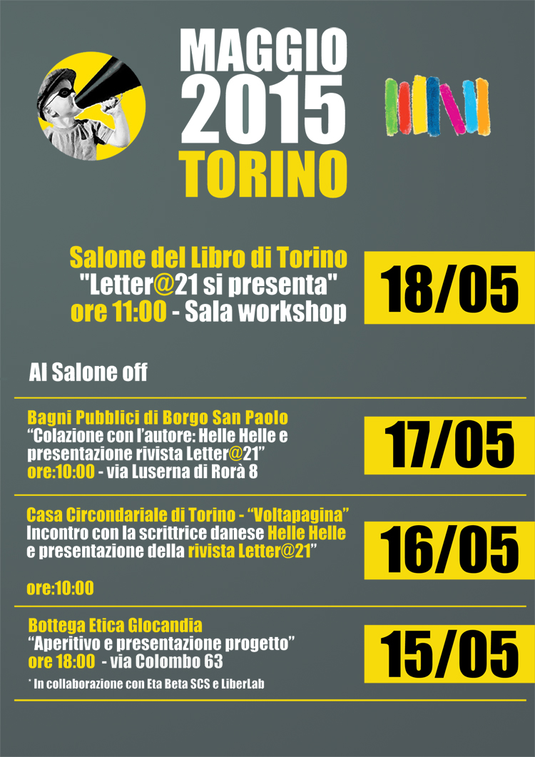 Gli eventi di maggio 2015 di Letter@21